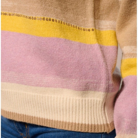 Hem & Thread Colorblock Stripe Sweater with Sequins - Picture 2 of 9